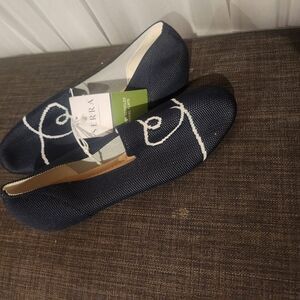 Serra Dark Blue Women's Flats with White Accents